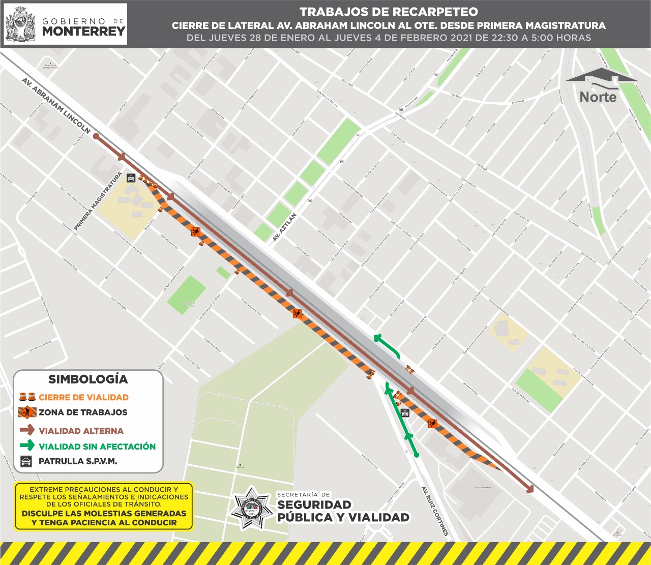 Inicia Monterrey hoy recarpeteo de lateral de avenida Lincoln