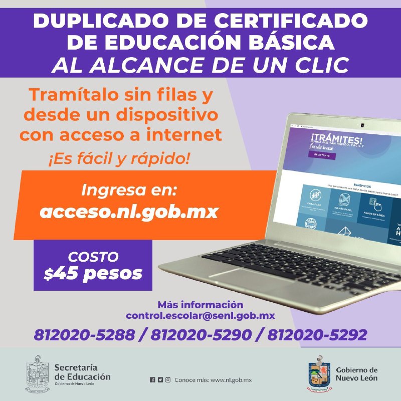 Anuncia Nuevo León plataforma para duplicado de certificados de estudio
