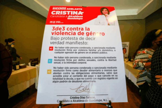 Pide Cristina a candidatos firmar 3 de 3 contra la violencia de género
