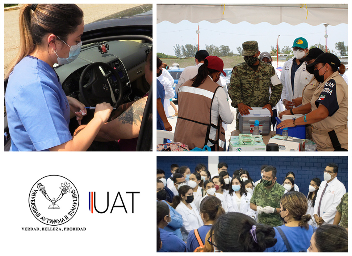 Colabora UAT en vacunación anticovid en el Campus Tampico