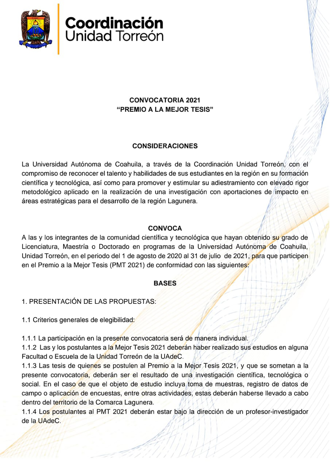 Otorgará UAdeC Unidad Torreón Premio a la Mejor Tesis 2021