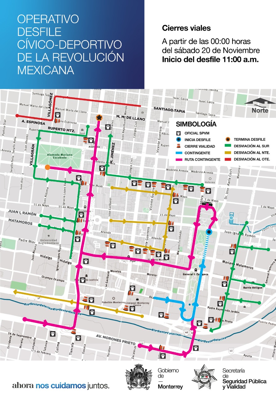 Aplicarán en Monterrey cierres viales el sábado por desfile cívico-deportivo