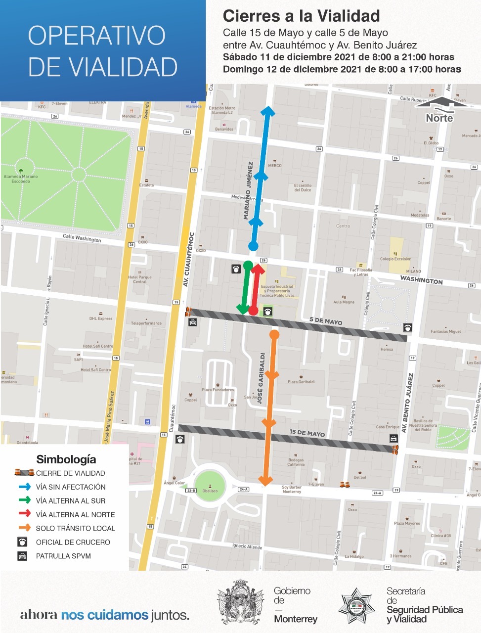 Anuncian operativos viales en la Basílica de Guadalupe y en la zona Centro