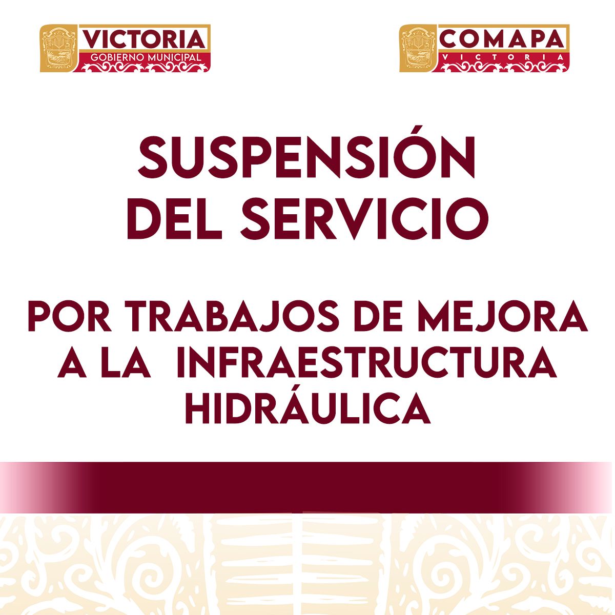 Suspenderán el agua en Victoria de 11:00AM a 4:00PM