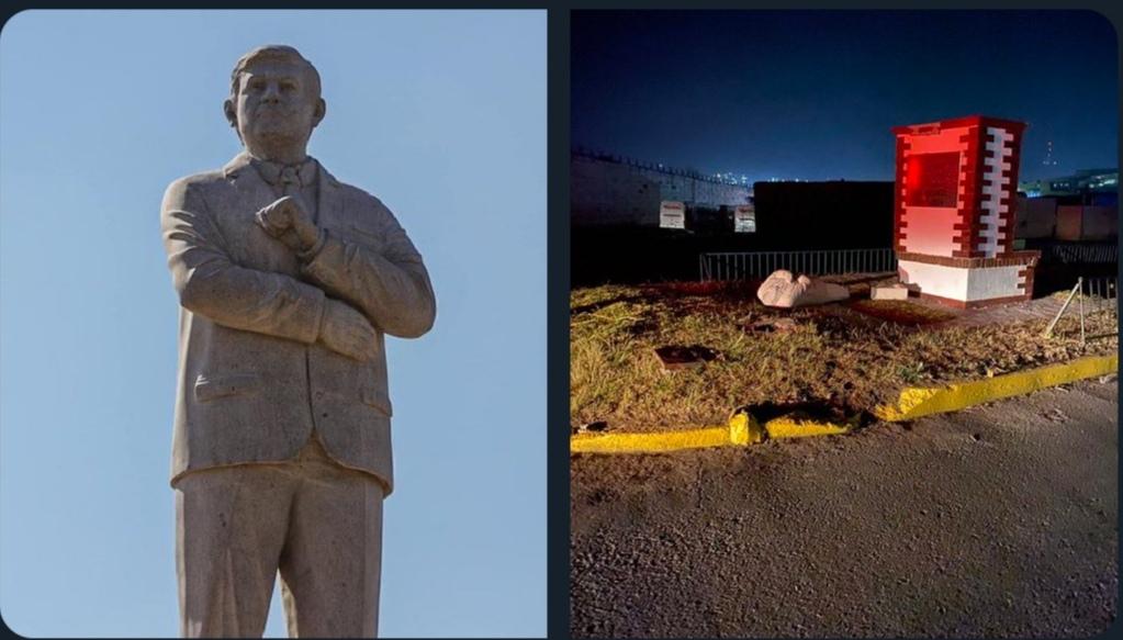 A tres días de ser colocada en Atlacomulco, estatua de AMLO fue derribada