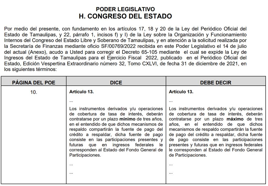 Falso que Gobierno de Tamaulipas contrate nuevo crédito