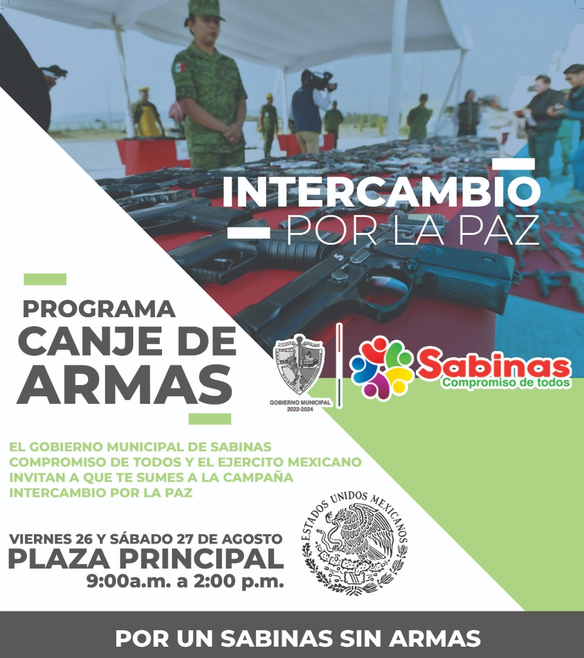 Aprovecha el módulo de canje de armas en Sabinas