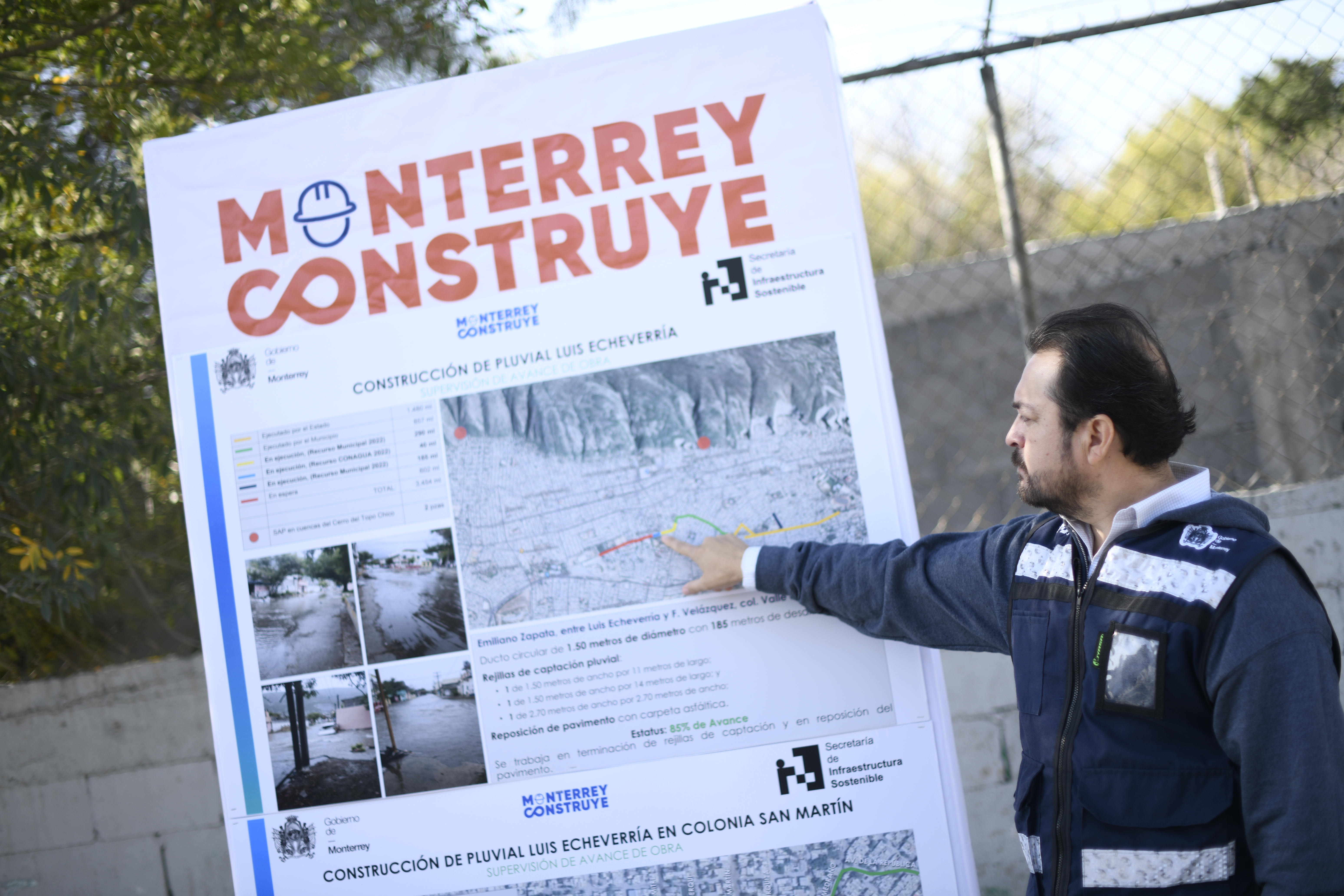 Llevan avance de 95% obras del pluvial “Luis Echeverría”