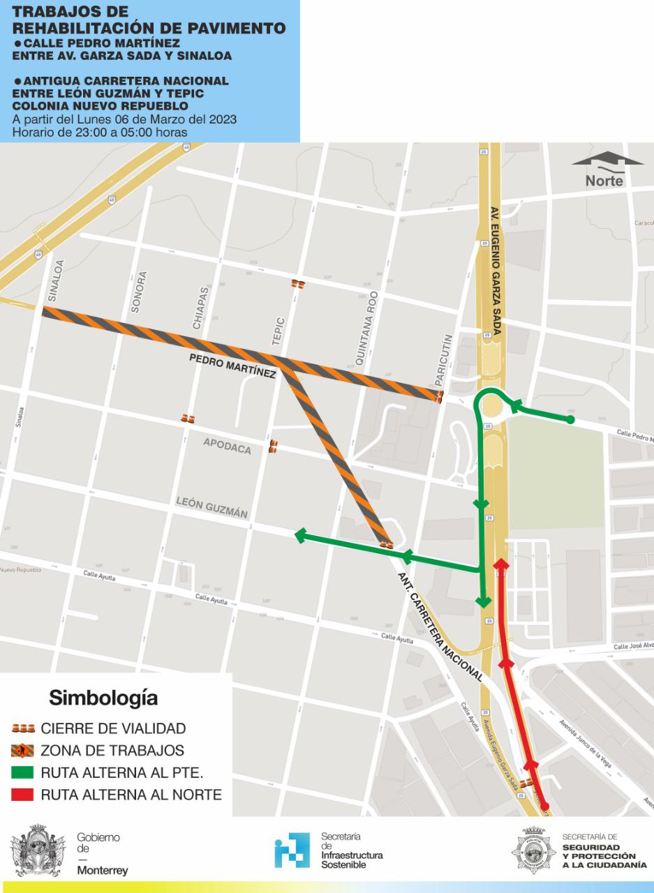 Rehabilitará Monterrey calles en zona sur, habrá cierres nocturnos
