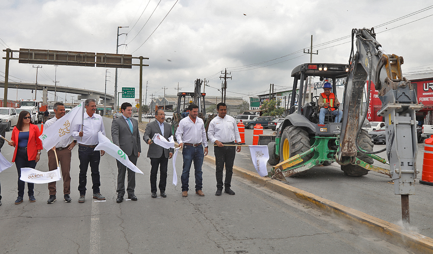 Arranca Samuel García obras de distribuidor vial en Escobedo