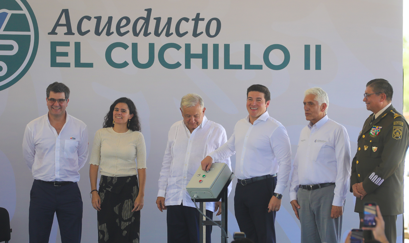 Inauguran Samuel García y Presidente López Obrador Acueducto El Cuchillo II