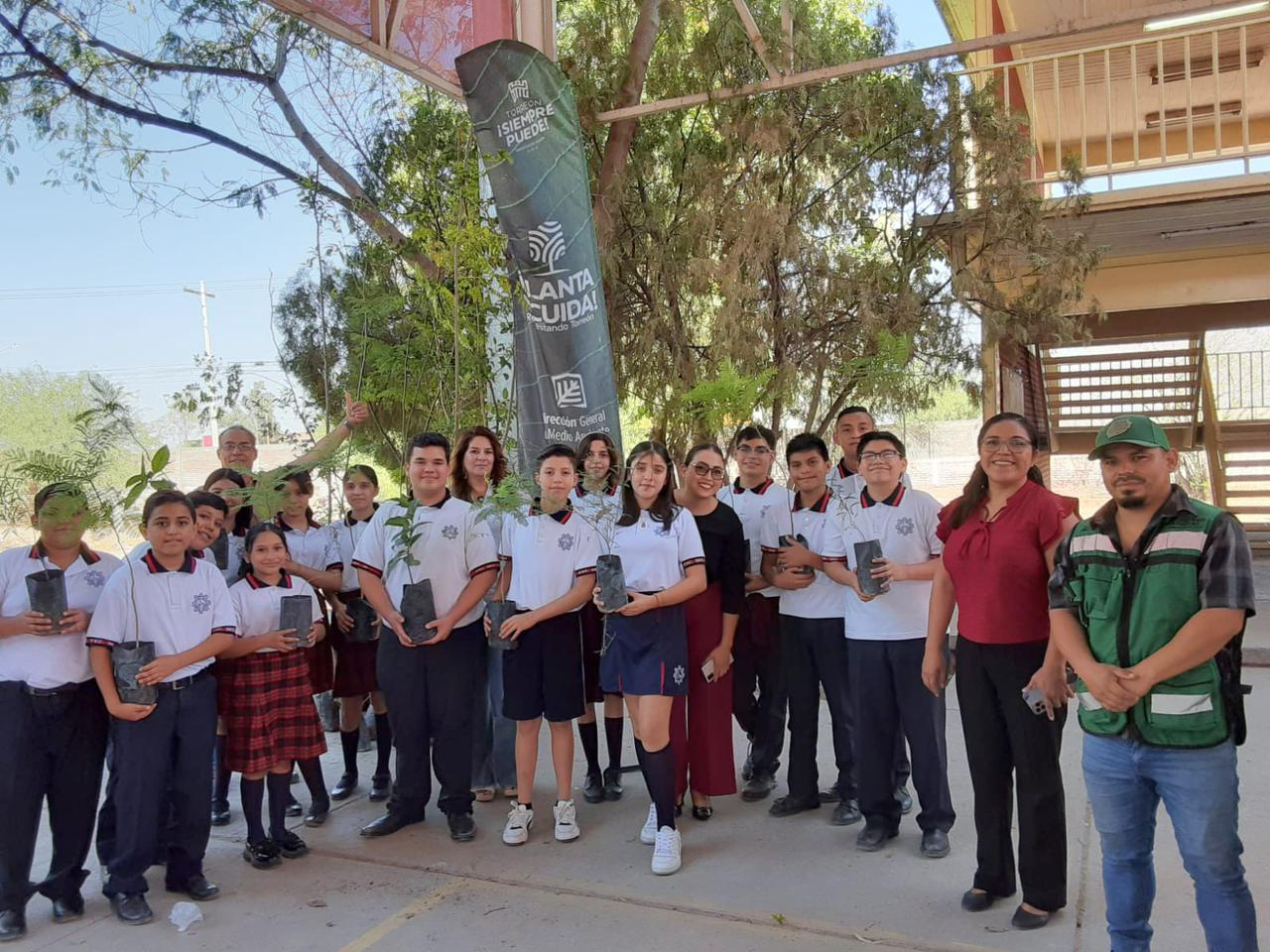 Reforestan con 130 árboles la Plaza del Eco y escuelas de Torreón