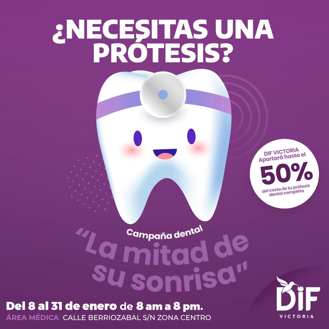 Brinda DIF Victoria 50% de descuento en prótesis dentales