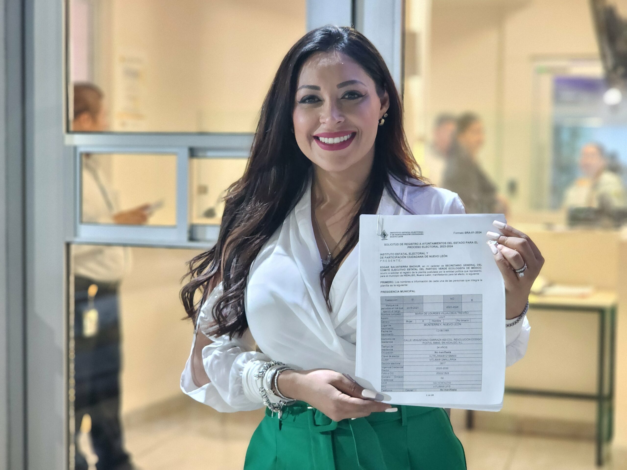 Lourdes Villalobos recibe registro como candidata del Partido Verde para Municipio de Hidalgo, Nuevo León