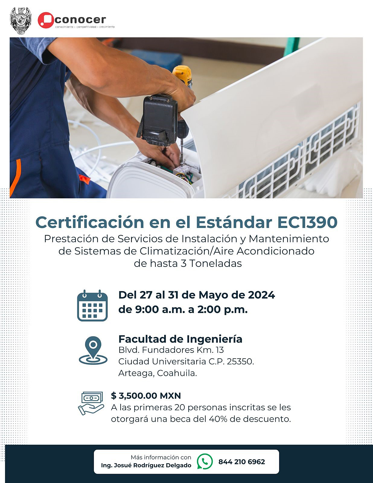 Durante esta Semana la UAdeC abre Inscripciones para el Curso de Instalación y Mantenimiento de Climas