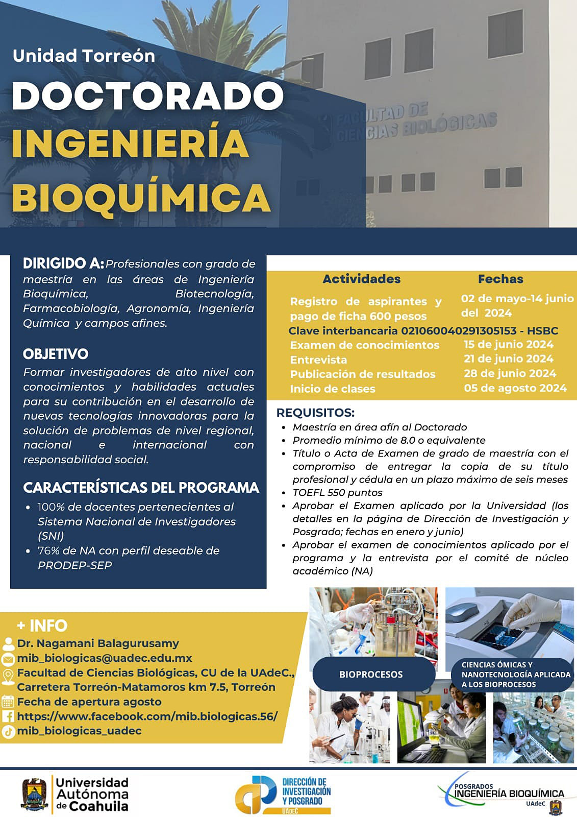 Cursa en la UAdeC el Doctorado en Ingeniería Bioquímica