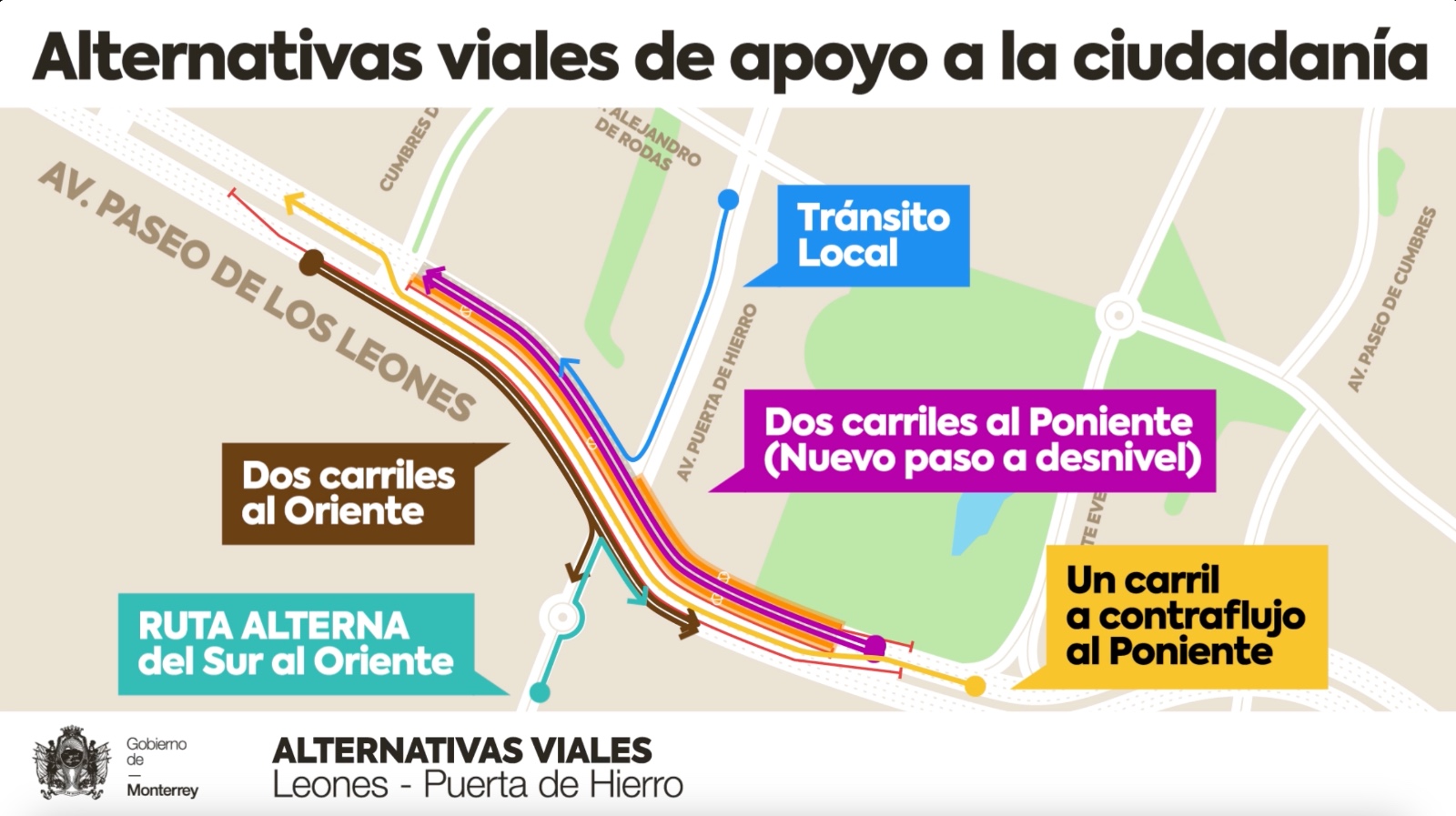 Llama Gobierno de Monterrey a circular con precaución en nuevos carriles de Leones