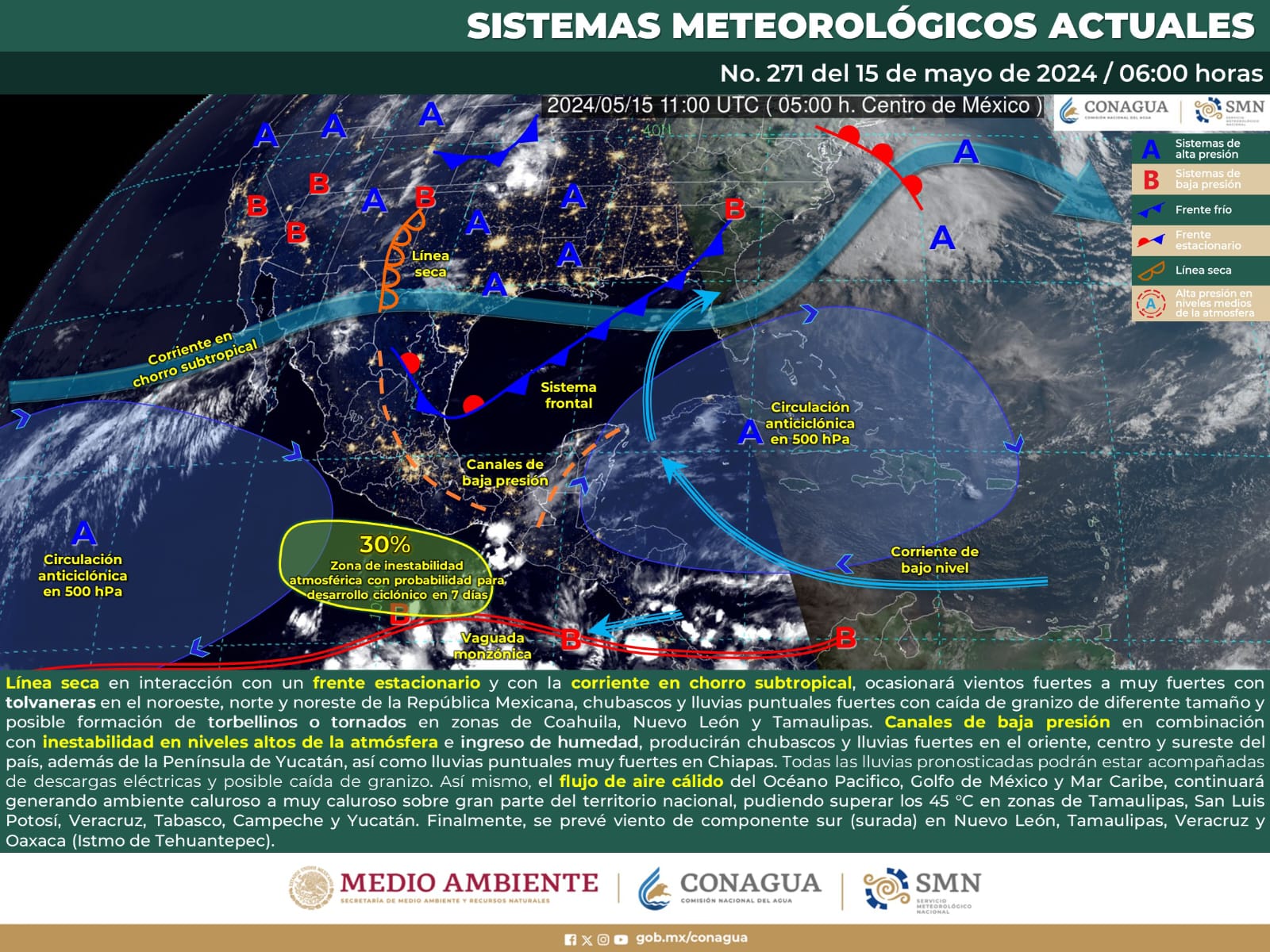 Infoma PC Sabinas sobre posibles lluvias y caída de granizo