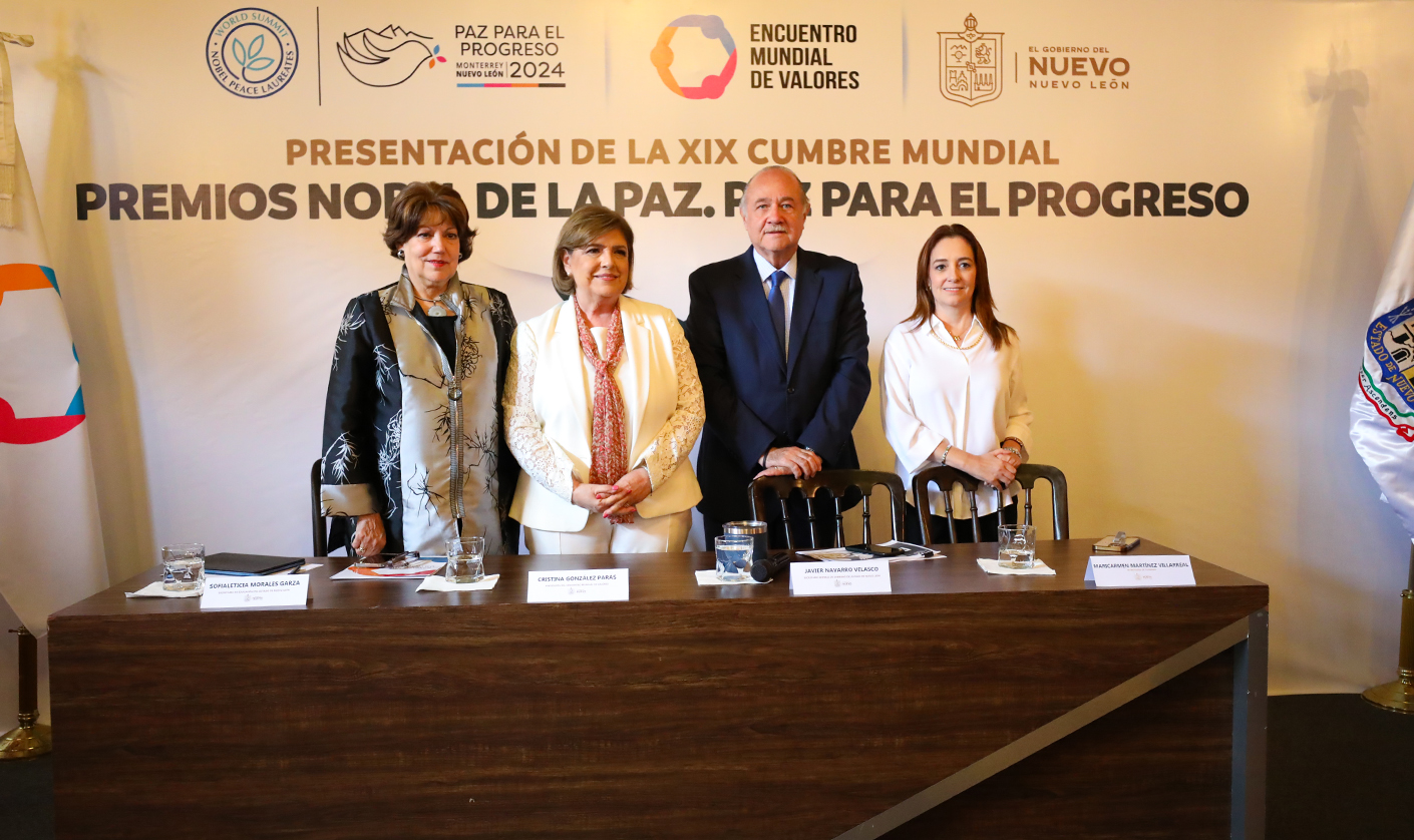 Será Nuevo León sede de la Cumbre Mundial de Premios Nobel de la Paz; Reconocerán a Monterrey como ciudad de paz