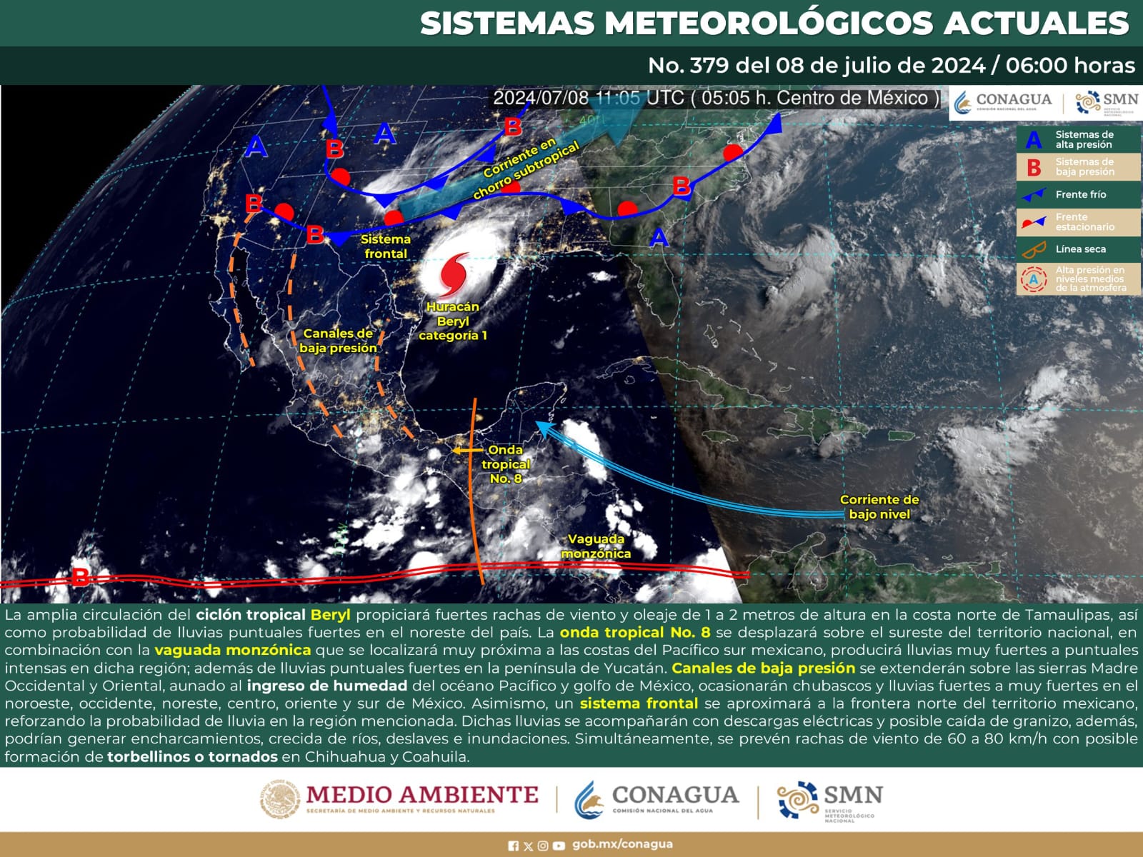 Se esperan lluvias y vientos de hasta 80 KM/H en Coahuila