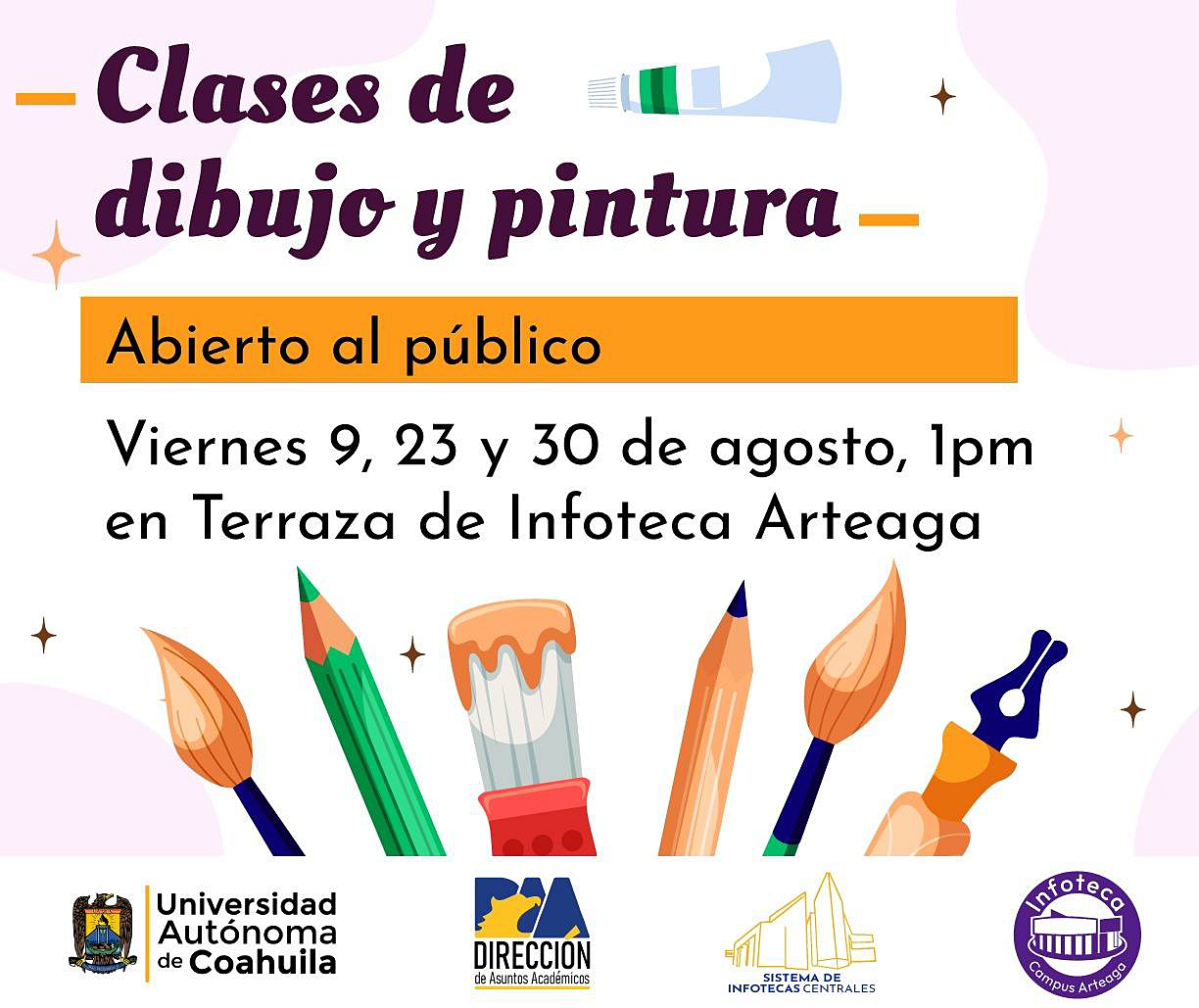 Invita UAdeC a Clases Gratuitas de Dibujo y Pintura en la Infoteca del Campus Arteaga