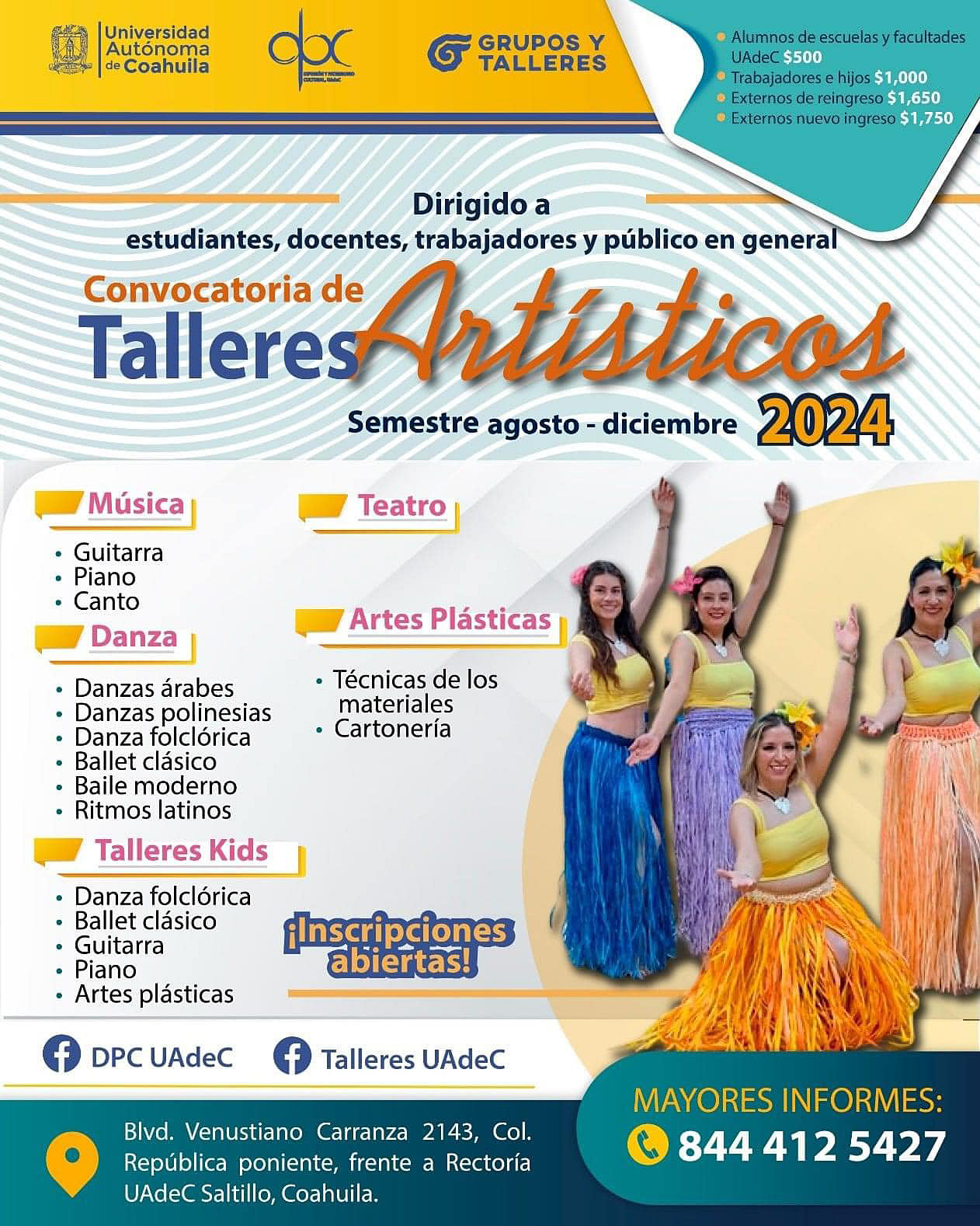 Durante Agosto Inscríbete a los Talleres Artísticos que Ofrece la UAdeC