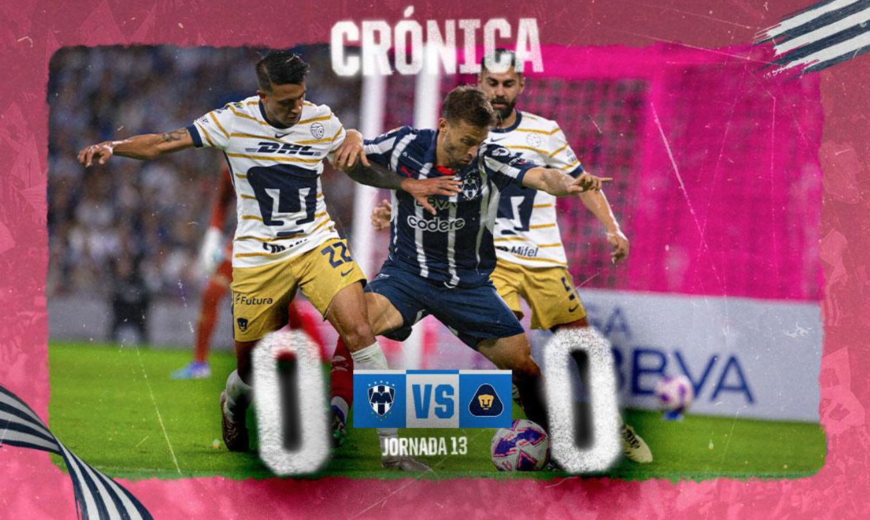 Rayados empata con Pumas y sube al 3er lugar