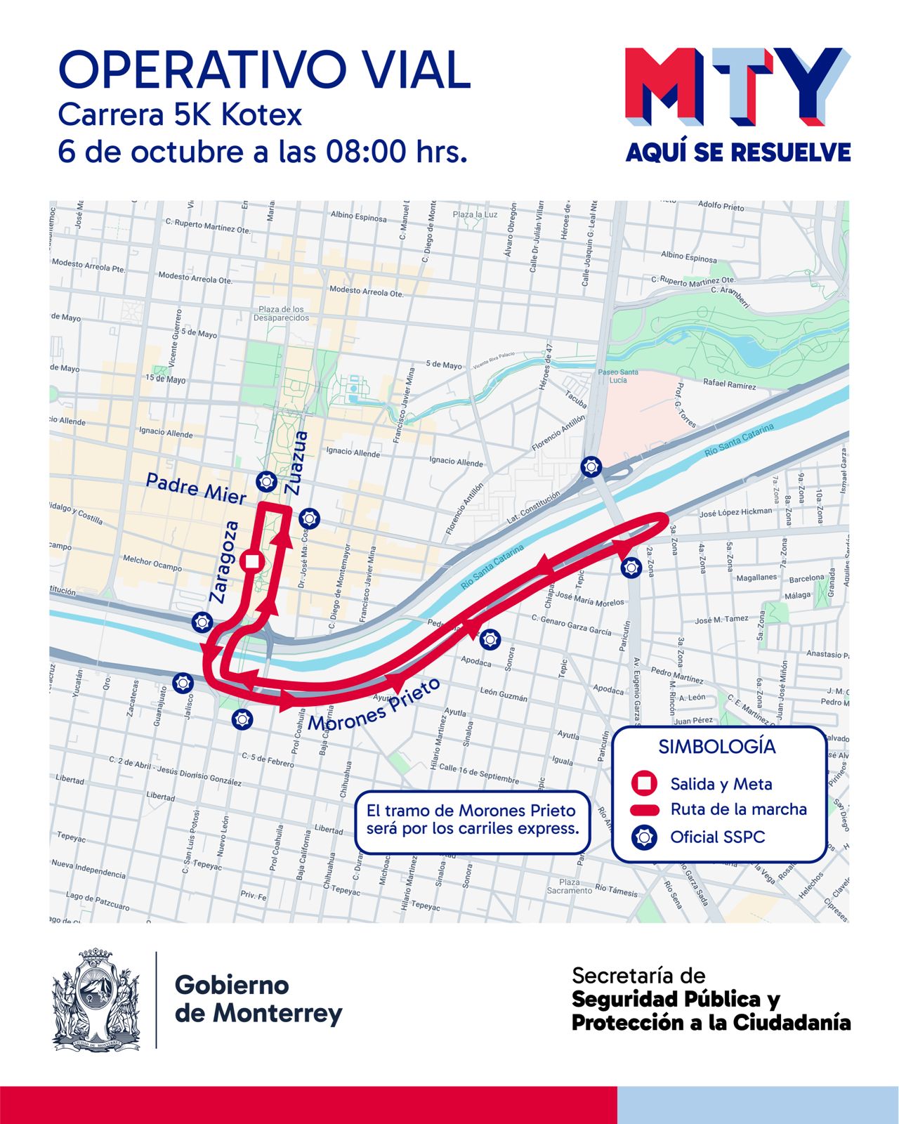 Implementará Monterrey operativo vial por carrera en el centro