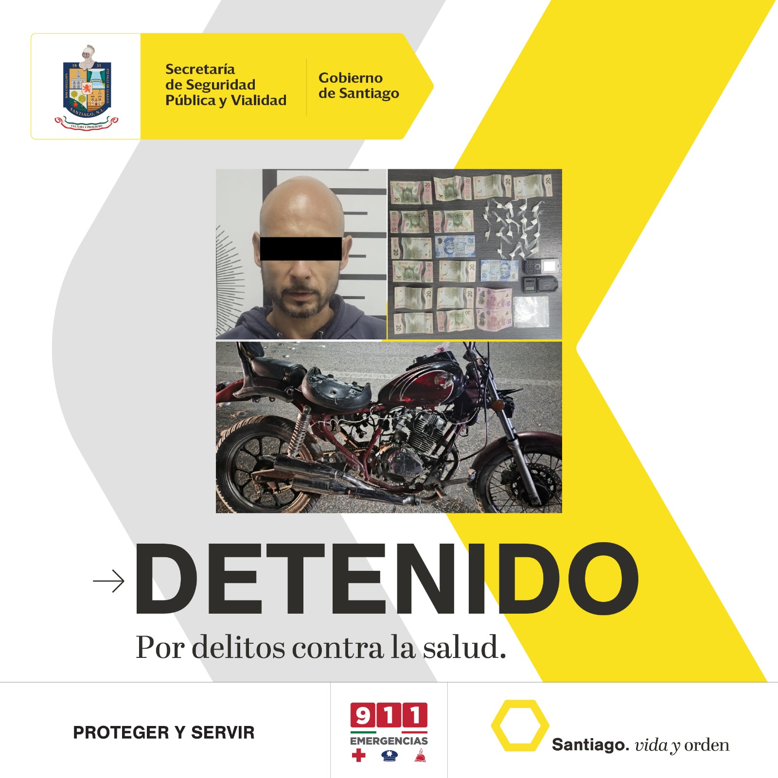 Policía de Santiago detiene a presunto narcomenudista