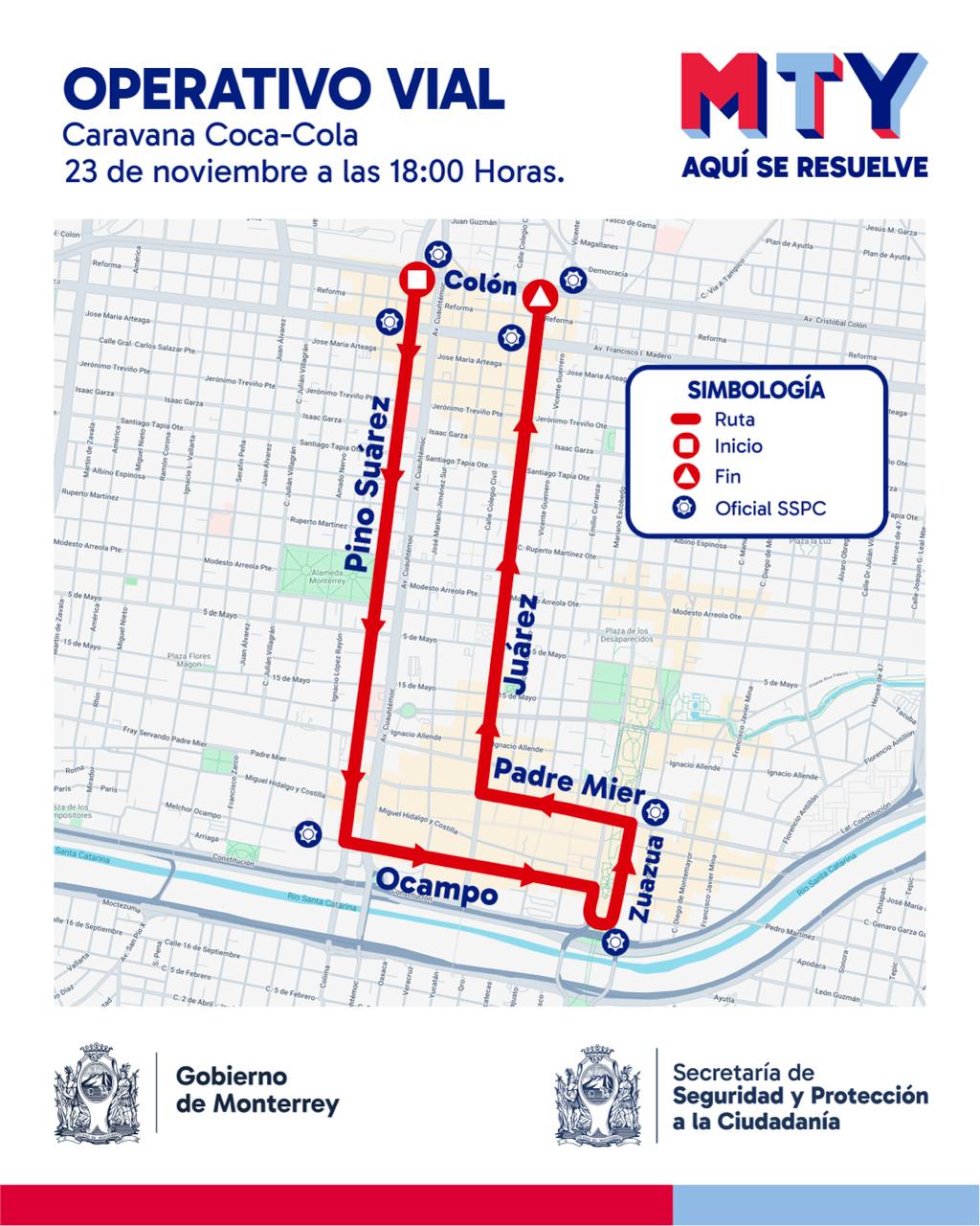 Anuncia Monterrey nuevo operativo vial por caravana navideña este sábado