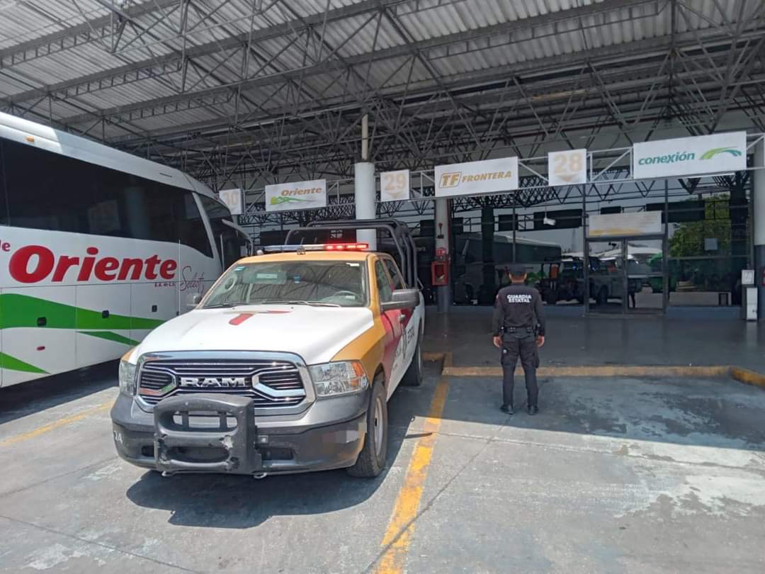 Presencia y vigilancia de la Guardia Estatal Tamaulipas en Centrales de Autobuses