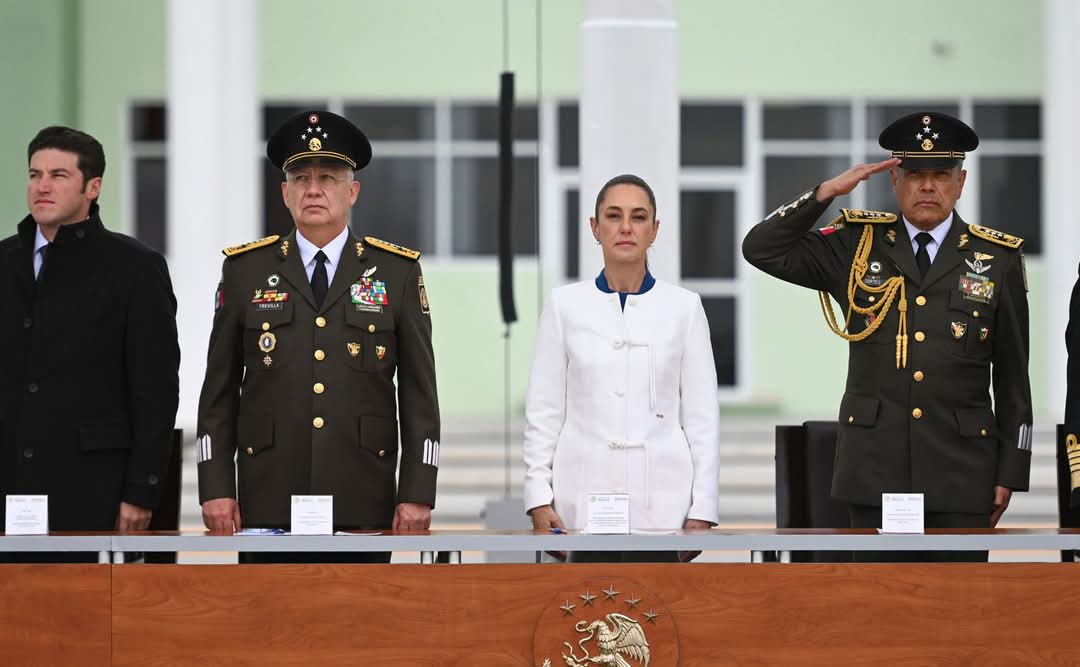 Entregan Claudia Sheinbaum y Samuel García regimiento militar en Cerralvo