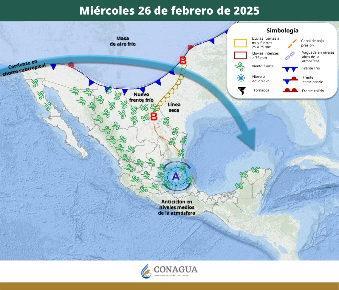 Nuevo frente frío generará vientos fuertes y lluvias aisladas en Coahuila