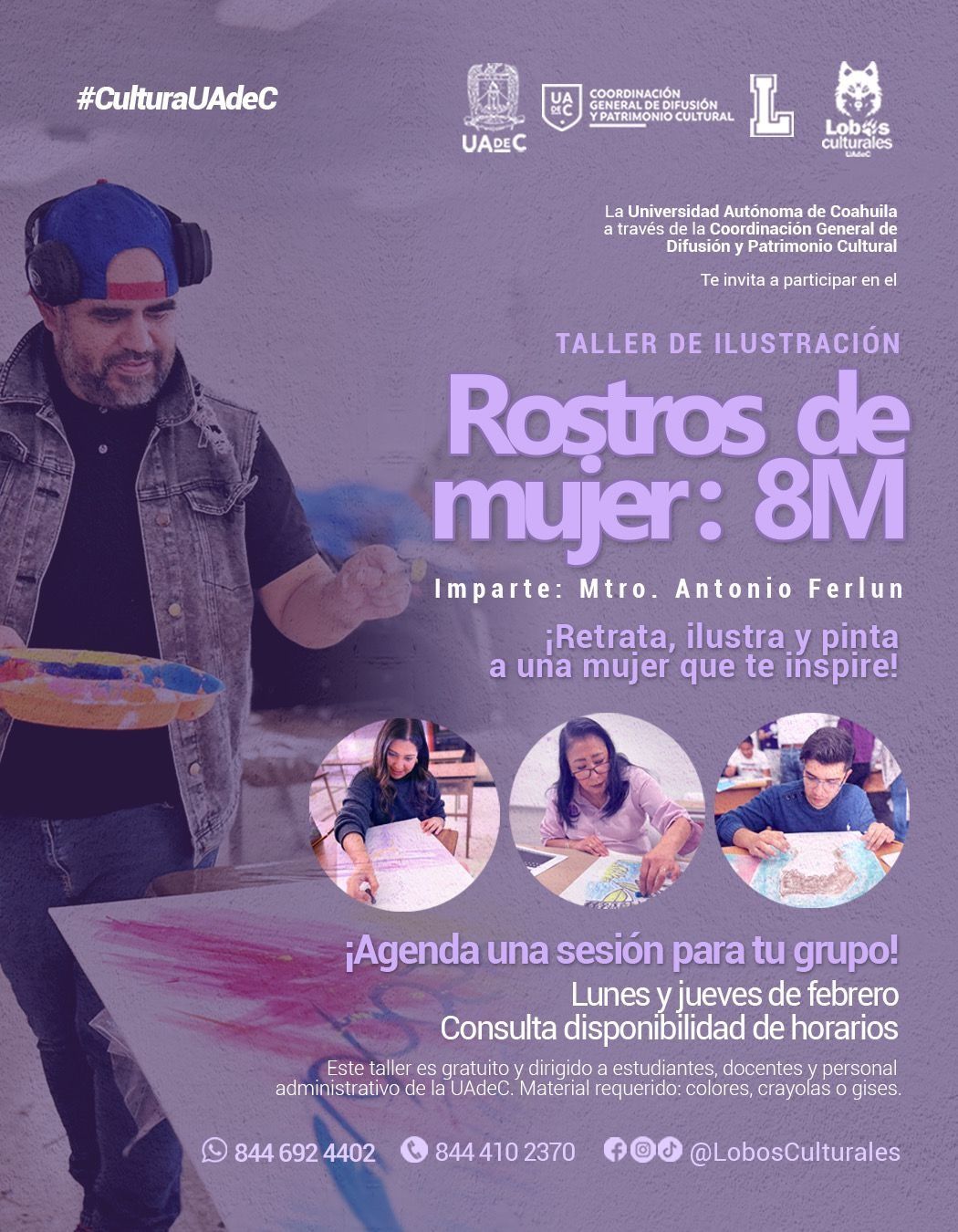 Ofrece UAdeC para su Comunidad Universitaria el Taller de Ilustración “Rostros de Mujer: 8M”