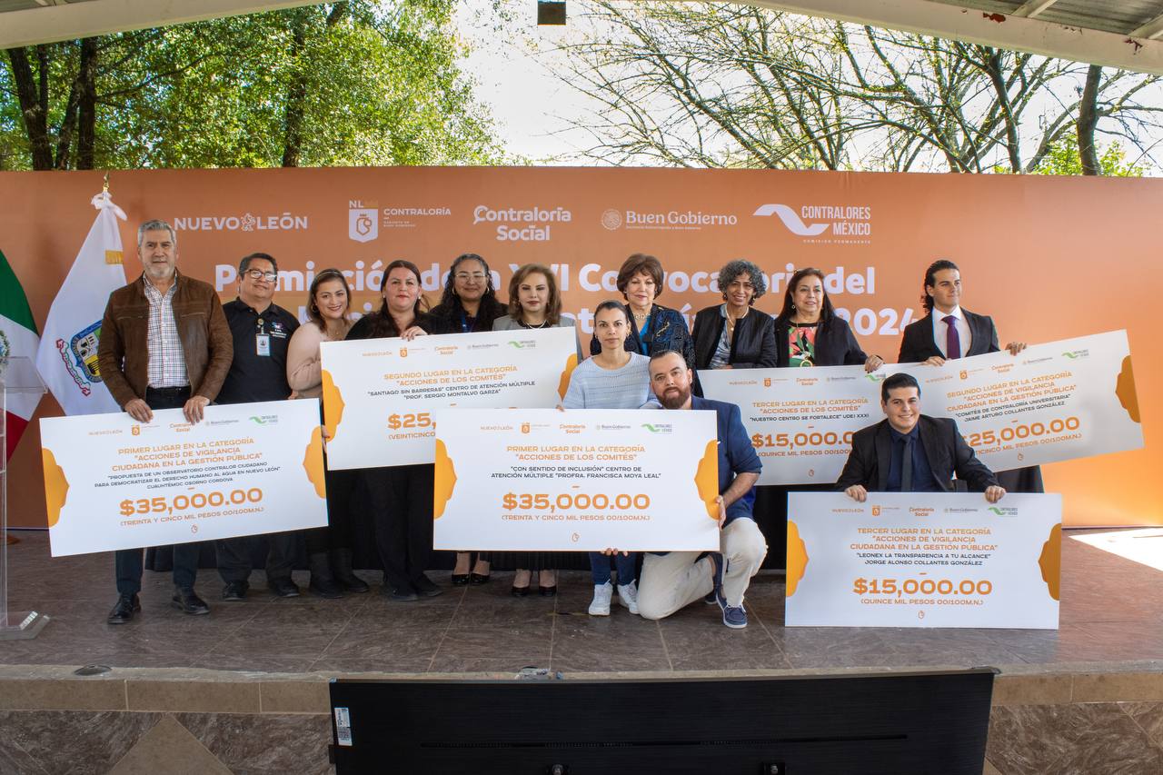 Premia Contraloría Nuevo León a ganadores de la etapa estatal del XVI Premio Nacional de Contraloría Social