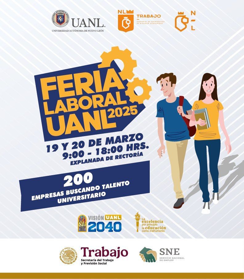 Anuncian oferta laboral a sector estudiantil con la Feria de Empleo UANL 2025