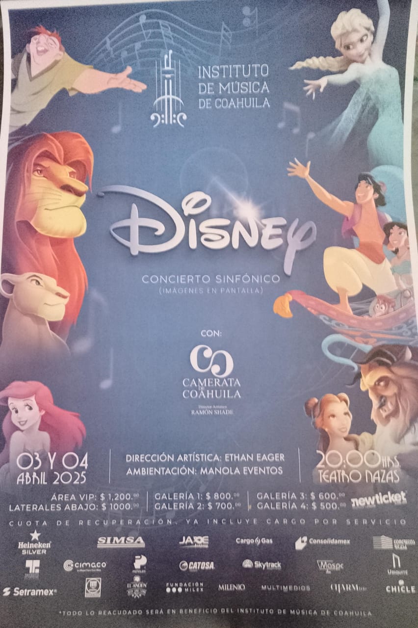 A desbloquear y crear nuevos recuerdos con concierto sinfónico de Disney y la camerata de Coahuila en Torreón