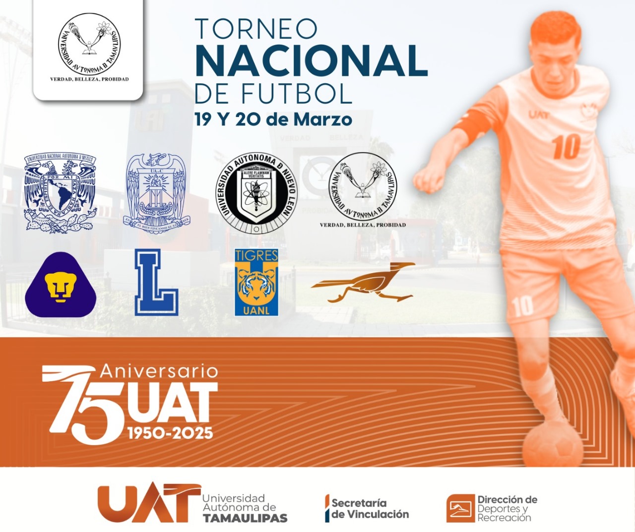 Viene Torneo de Futbol Universitario por 75 aniversario de la UAT