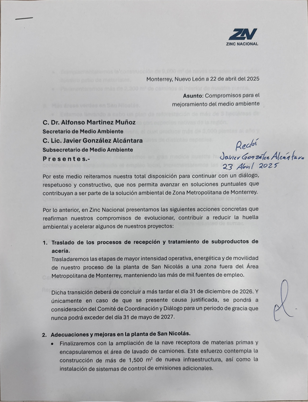 Logra Gobierno de Nuevo León reubicación de Zinc Nacional Logra Gobierno de Nuevo León reubicación de Zinc Nacional