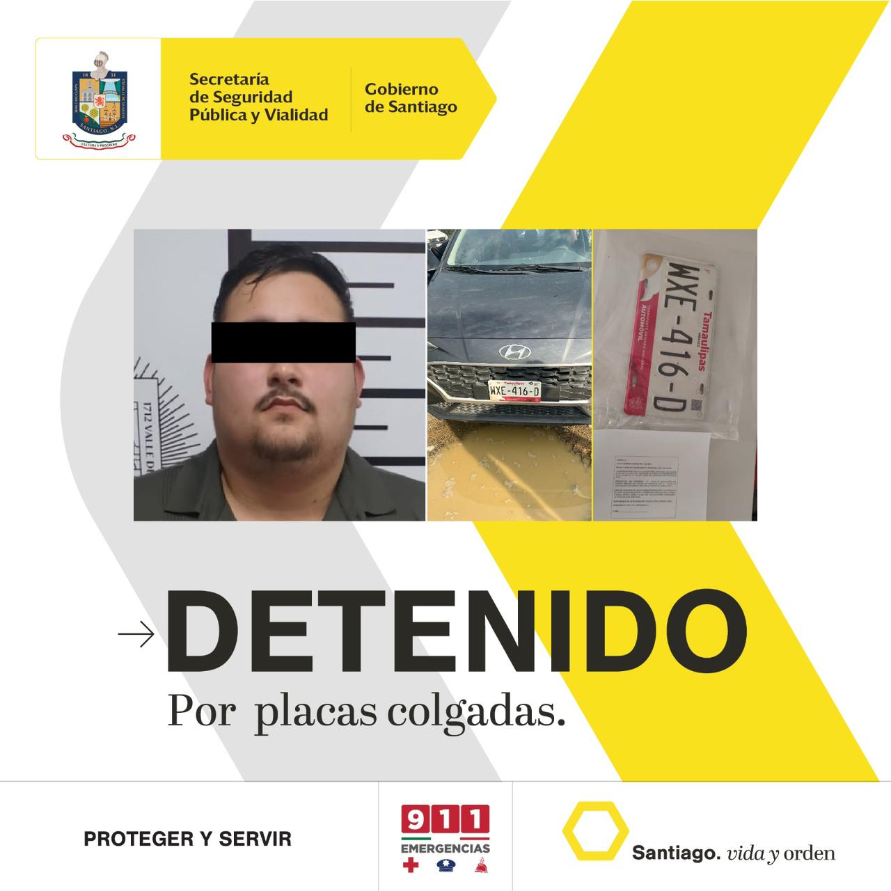 Detiene Policía de Santiago a un hombre por uso de placas falsificadas Detiene Policía de Santiago a un hombre por uso de placas falsificadas