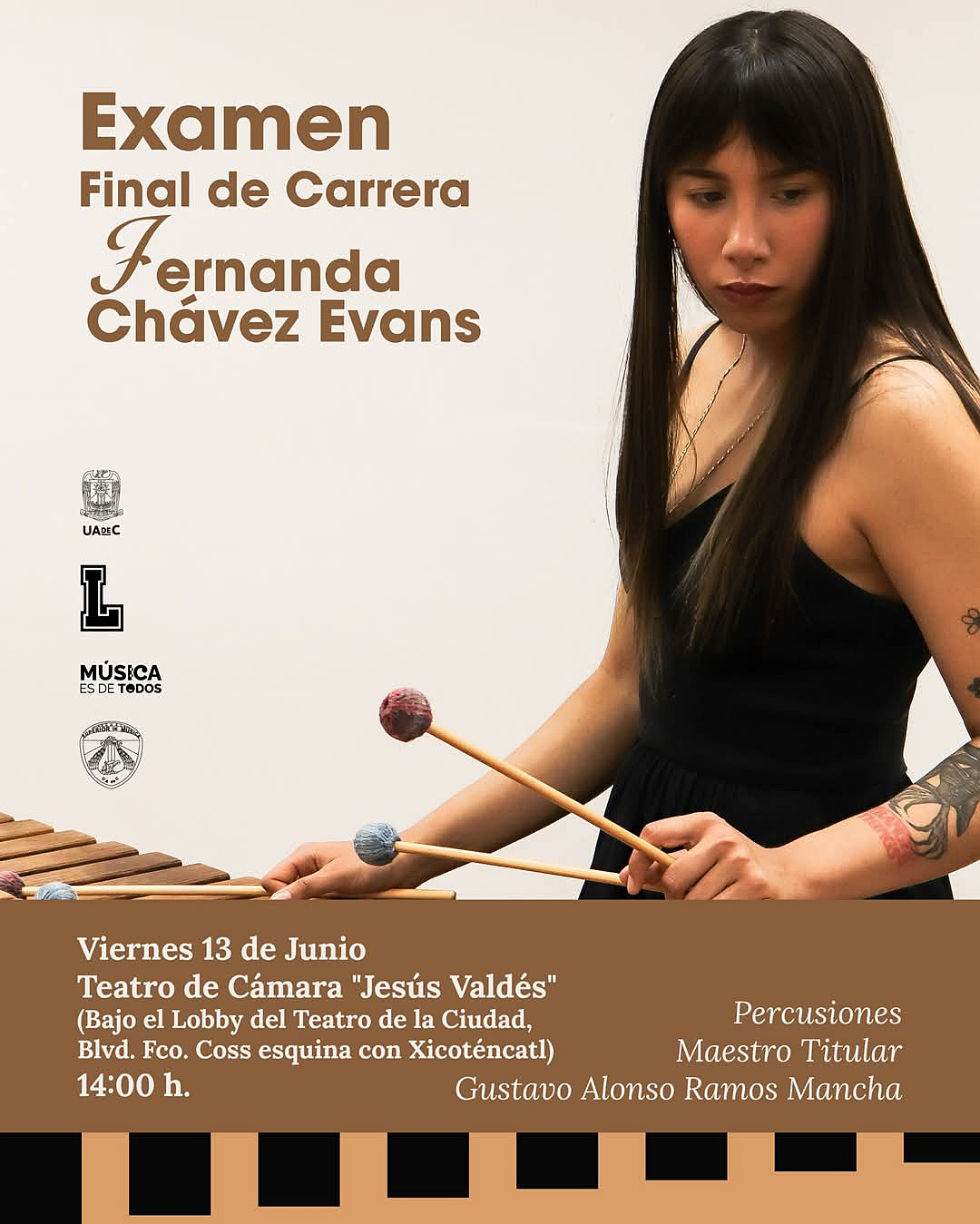 Será Fernanda Chávez Evans la Primera Mujer Percusionista Egresada de la Escuela Superior de Música de la UAdeC Será Fernanda Chávez Evans la Primera Mujer Percusionista Egresada de la Escuela Superior de Música de la UAdeC