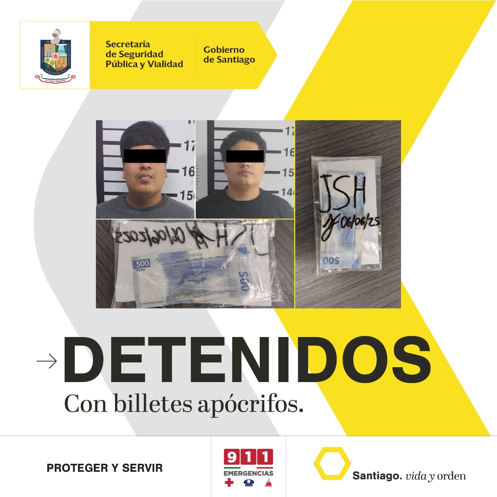Policía de Santiago detiene a dos hombres con billetes falsos que amenazaron a comerciante para que se los feriara