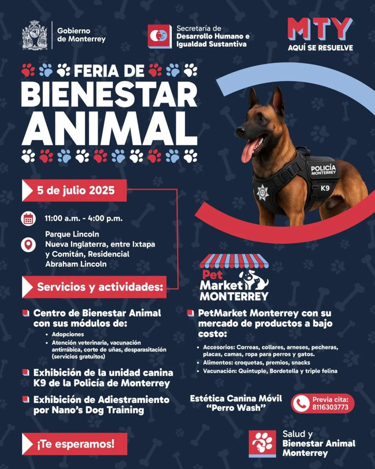 Invita Monterrey a Feria de Bienestar Animal en el Parque Lincoln Invita Monterrey a Feria de Bienestar Animal en el Parque Lincoln