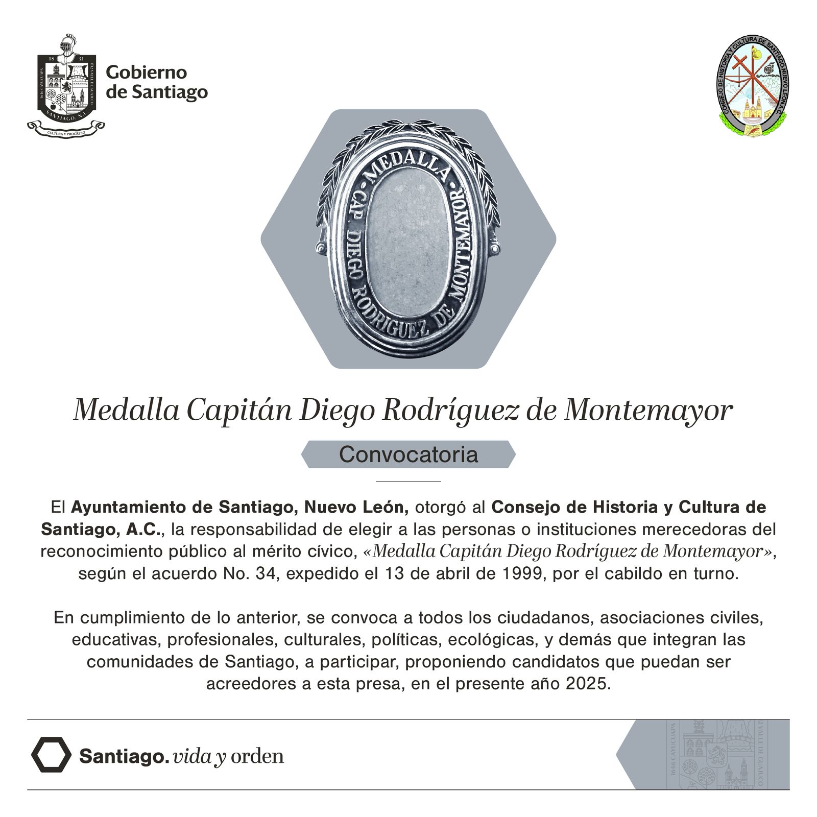 Invita David de la Peña a proponer candidatos a la medalla “Diego Rodríguez de Montemayor” Invita David de la Peña a proponer candidatos a la medalla “Diego Rodríguez de Montemayor”