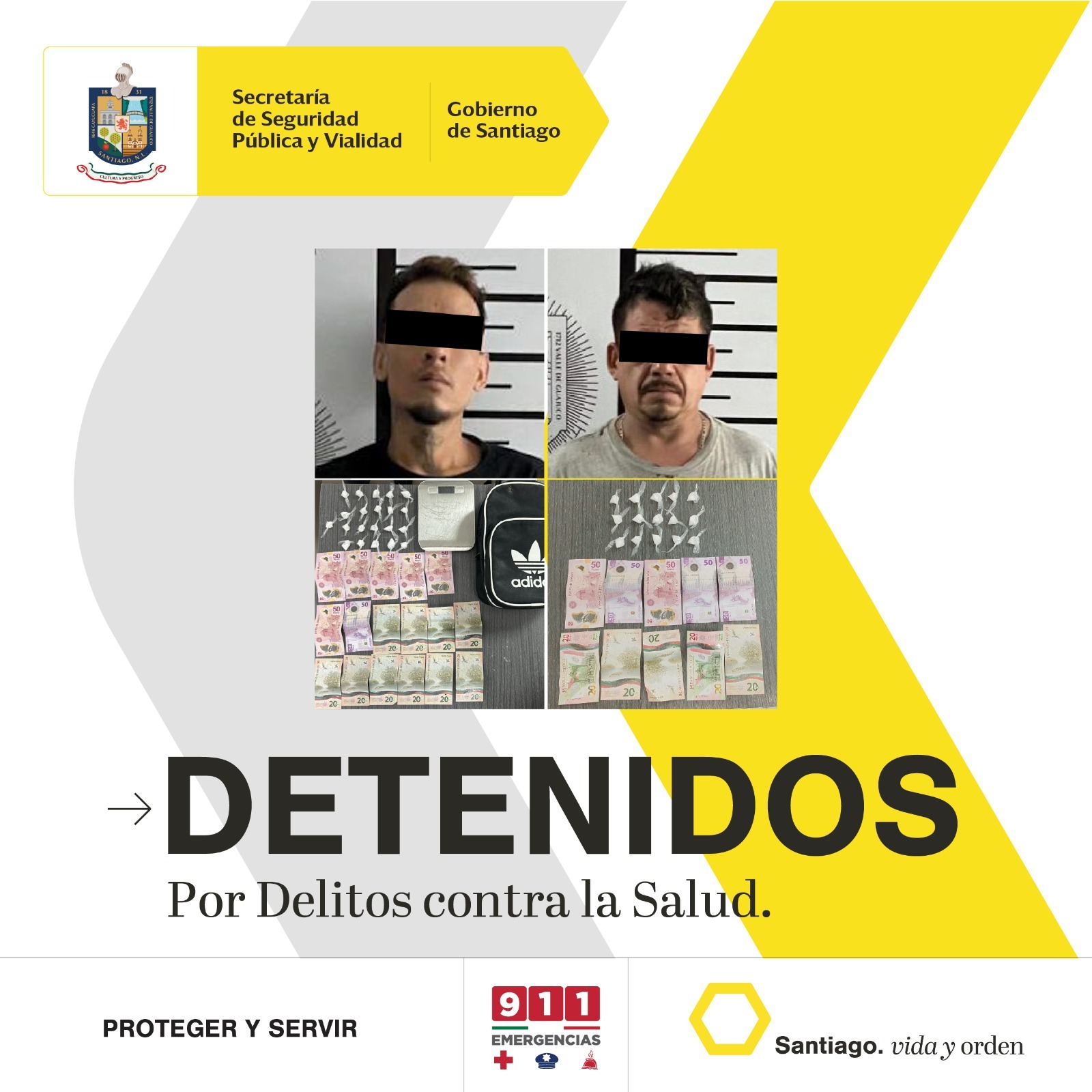 Detienen Policías de Santiago a dos hombres por delitos contra la salud en la Colonia San Pedro Detienen Policías de Santiago a dos hombres por delitos contra la salud en la Colonia San Pedro