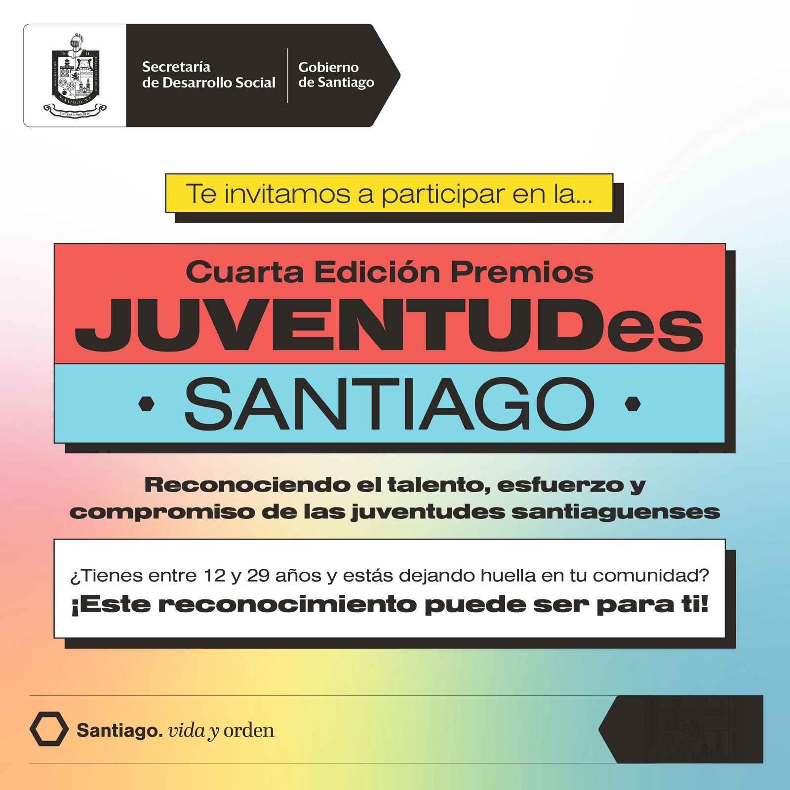 Invita David de la Peña a jóvenes a postularse para los premios “JUVENTUDes SANTIAGO” 2025