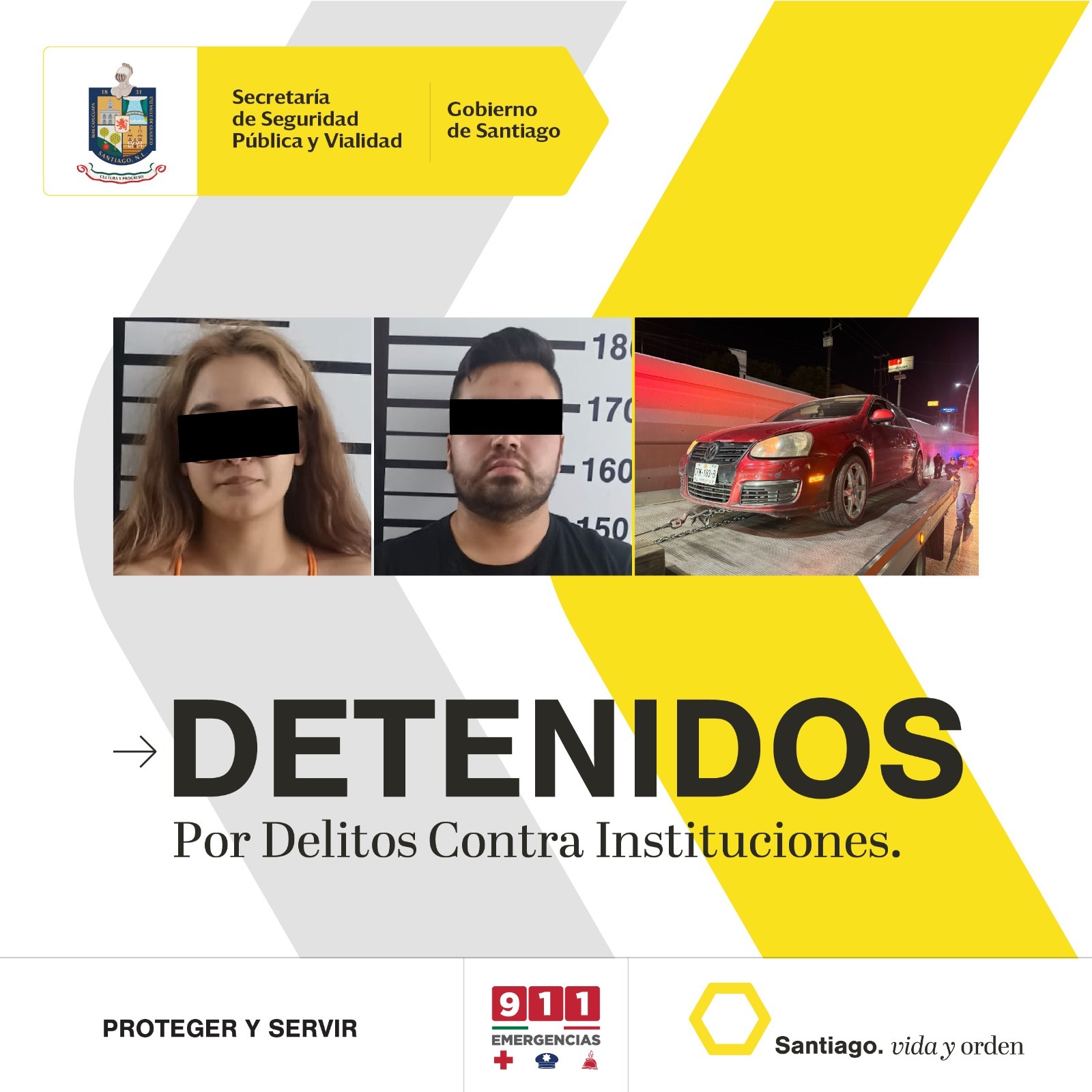 Cae pareja tras protagonizar persecusión por la Carretera Nacional, y poner en riesgo a elementos policiales de Santiago