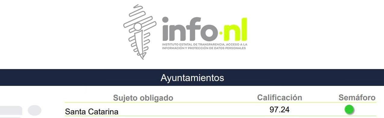 Obtiene Santa Catarina 97 de aprobación en transparencia Obtiene Santa Catarina 97 de aprobación en transparencia