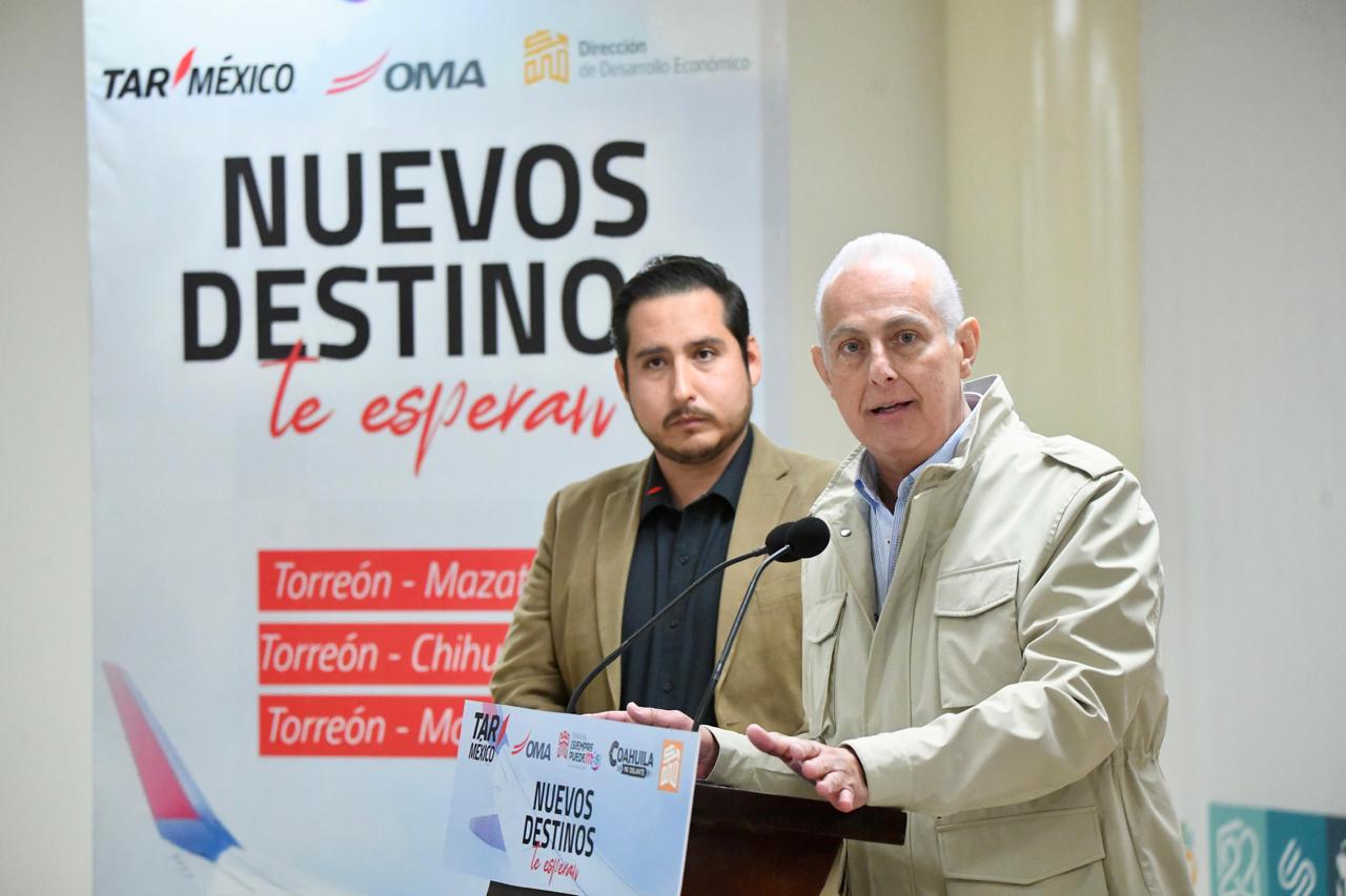 Román Alberto Cepeda González anuncia nuevas rutas aéreas a Mazatlán, Chihuahua y Monterrey