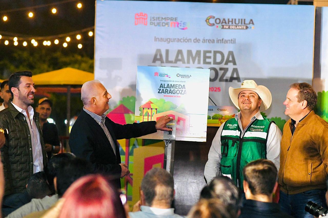 Inaugura alcalde Román Cepeda nueva área infantil en la Alameda Zaragoza